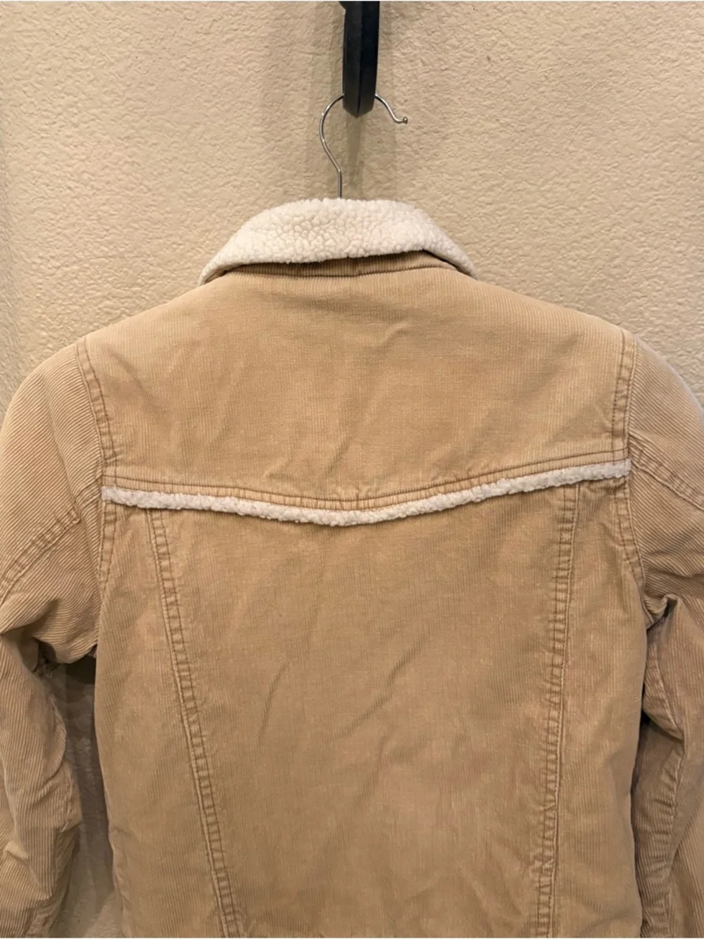 Vintage TRIXIE Light Beige Sherpa Lined Corduroy Y2K Jacket Size Small